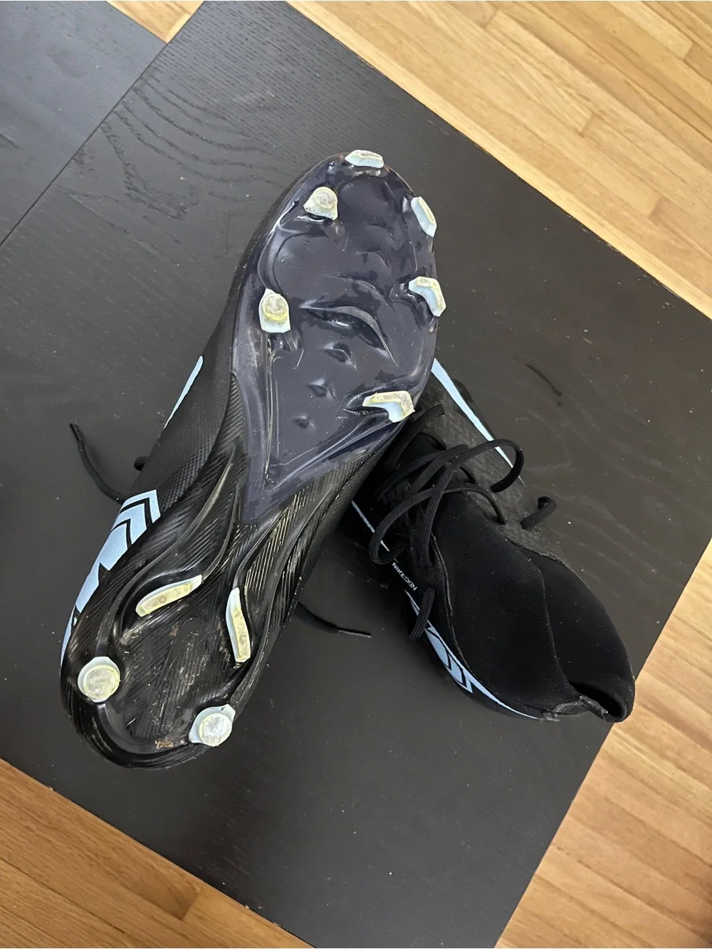 Nike Zoom Superfly 10 Academy Soccer Cleats (Black/Ice Blue)  - size 11